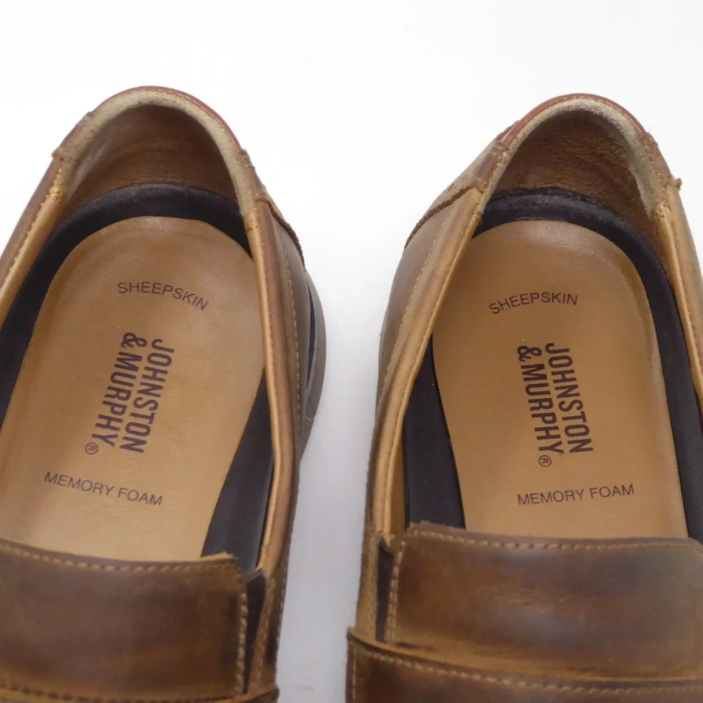 Johnston & Murphy Mens Holden Penny Loafer Brown Leather Memory Foam 11M 20-2020